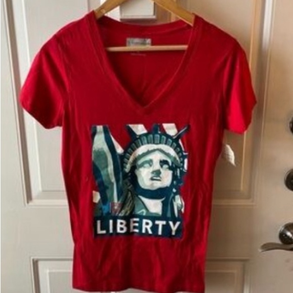 Smithsonian - Red Short Sleeve Graphic Tee with V-Neck